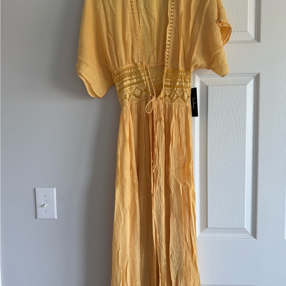 Lulus Yellow Flutter Sleeve Cover Up